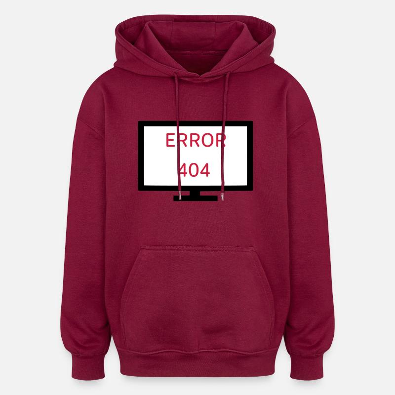 Computer Error 404 - Oversized Unisex Hoodie - burgundy
