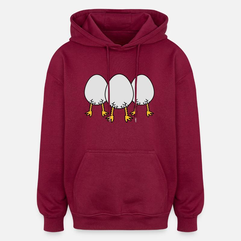 Chick In Egg Crew - Oversized Unisex Hoodie - burgundy