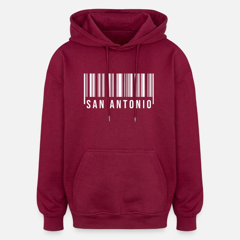 San Antonio Barcode - Oversized Unisex Hoodie - burgundy