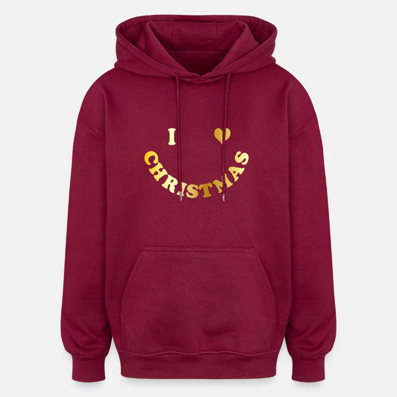 Noël - Sweat à capuche oversize unisexe - bordeaux