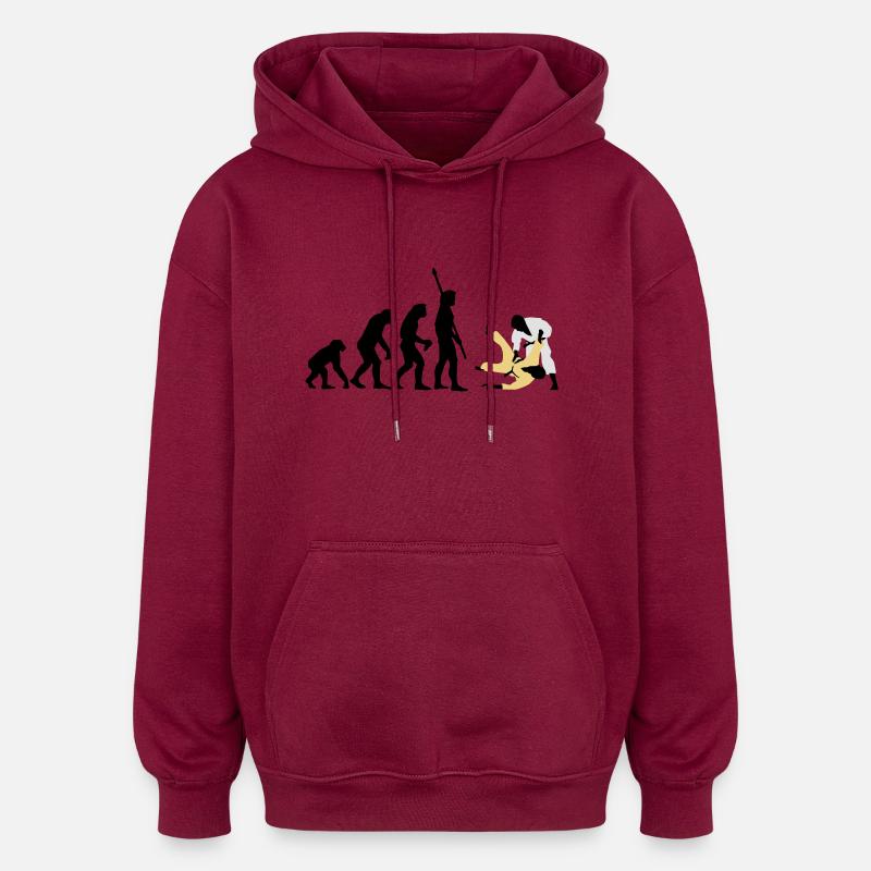 evolution_judo_a_3c - Sweat à capuche oversize unisexe - bordeaux