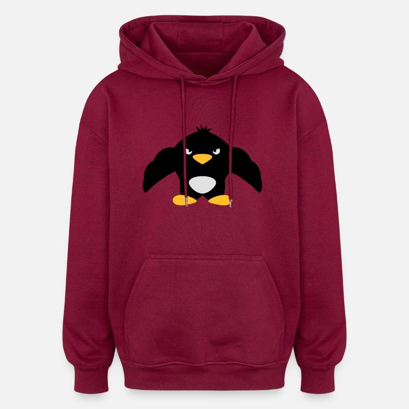 Muscle Penguin - Sweat à capuche oversize unisexe - bordeaux