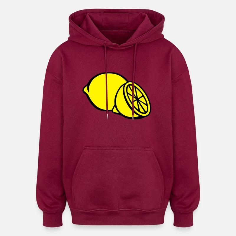 Lemon - Oversized Unisex Hoodie - burgundy
