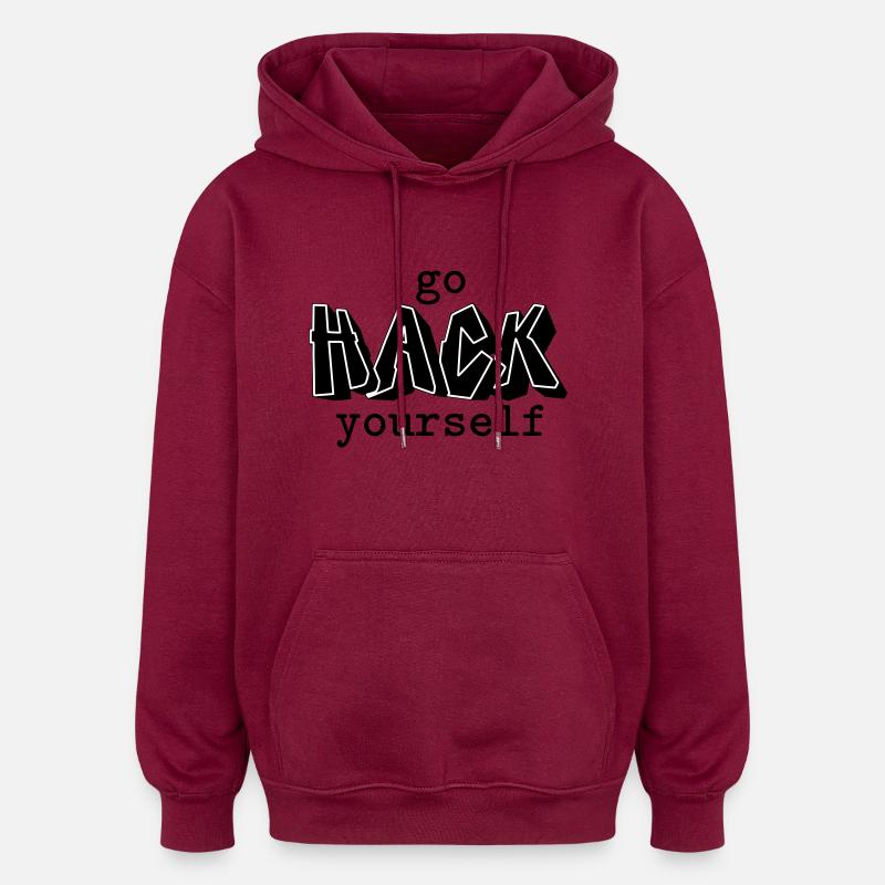 Hacken Sie sich selbst - Oversized Unisex Hoodie - Burgunderrot