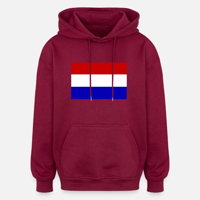 Pays-Bas, Pays-Bas, Pays-Bas, drapeau, drapeau - Sweat à capuche oversize unisexe - bordeaux