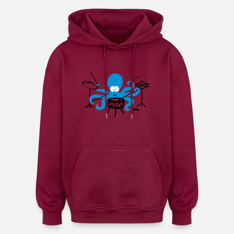 Octopus (c2) - Oversized Unisex Hoodie - burgundy