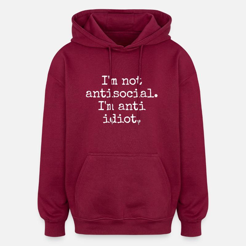 Sarkastisch introvertiert - Oversized Unisex Hoodie - Burgunderrot