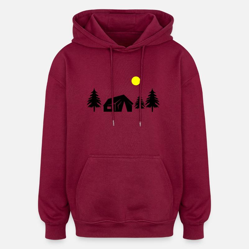 cabane dans la forêt - Sweat à capuche oversize unisexe - bordeaux