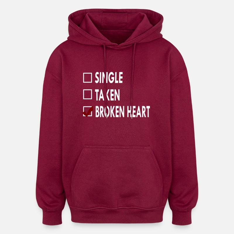 SINGLE BROKEN HEART - Sweat à capuche oversize unisexe - bordeaux