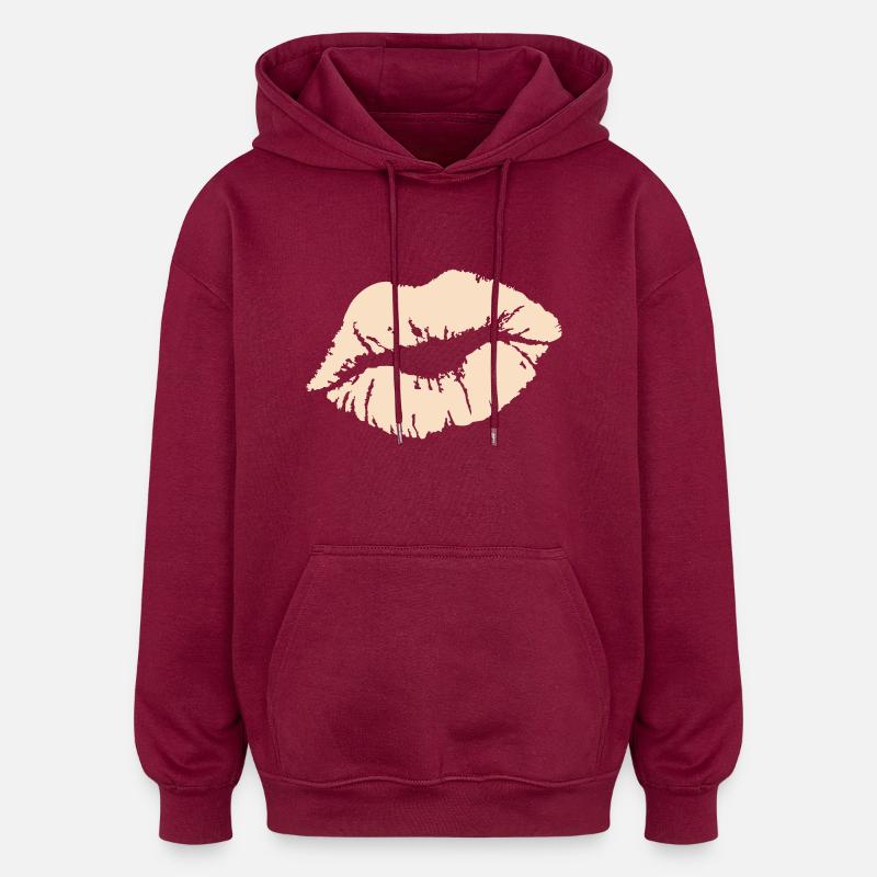 baiser - Sweat à capuche oversize unisexe - bordeaux