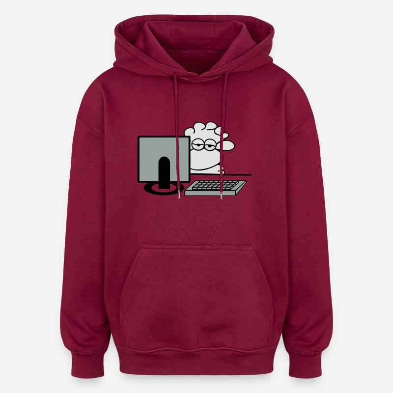 Computer sheep - Oversized Unisex Hoodie - burgundy