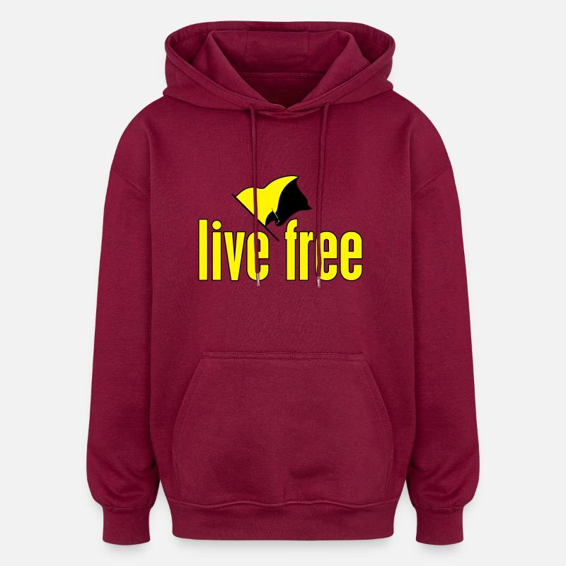 Live Free - Sweat à capuche oversize unisexe - bordeaux