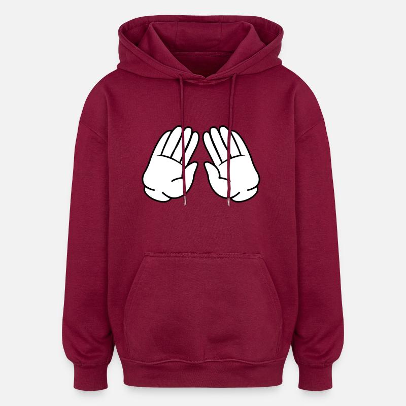 Comic Hands 02 - Oversized Unisex Hoodie - burgundy