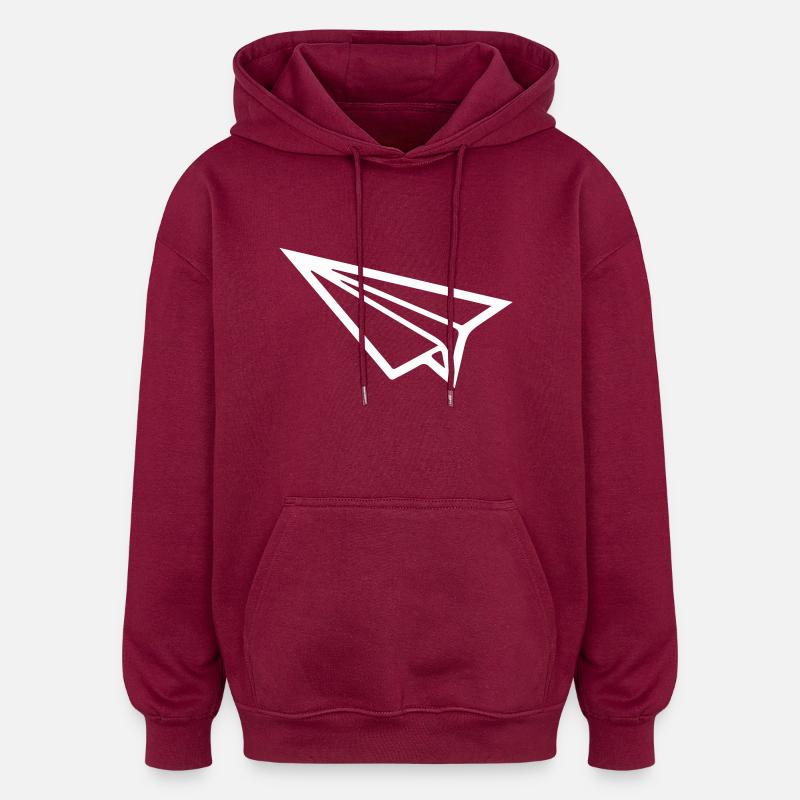 Papierflieger - Oversized Unisex Hoodie - Burgunderrot