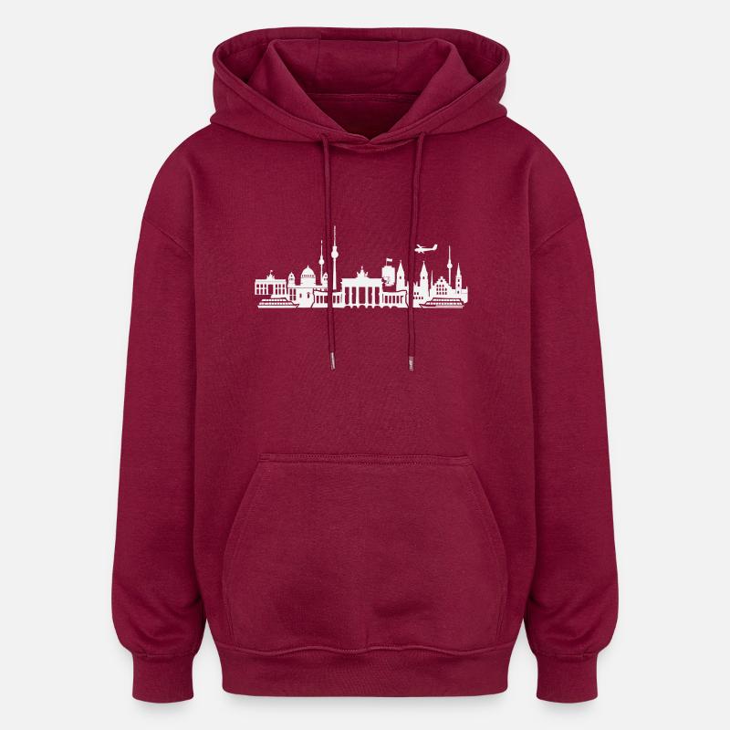 Horizon de Berlin - Sweat à capuche oversize unisexe - bordeaux