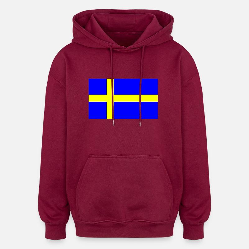 Suède, Suède, svenska, drapeau, drapeau - Sweat à capuche oversize unisexe - bordeaux