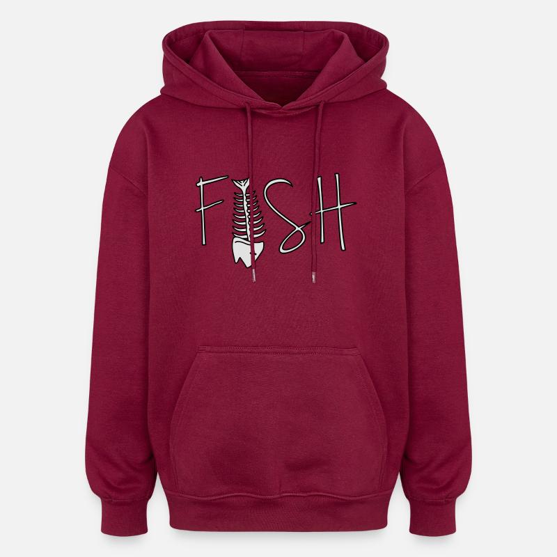 Fish - Sweat à capuche oversize unisexe - bordeaux