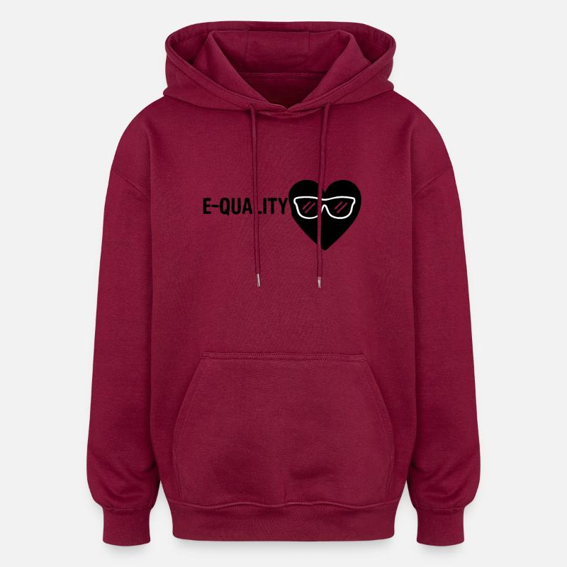 E-QUALITY - Oversized Unisex Hoodie - burgundy