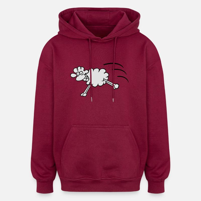 springendes Schaf - Oversized Unisex Hoodie - Burgunderrot