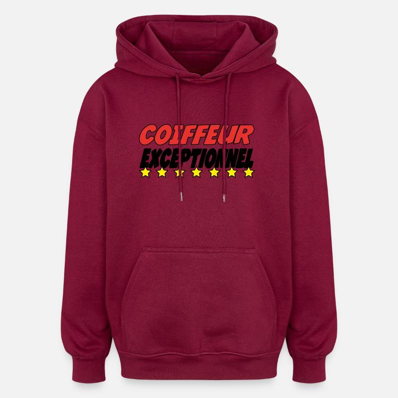COIFFEUR exceptionnel - Sweat à capuche oversize unisexe - bordeaux