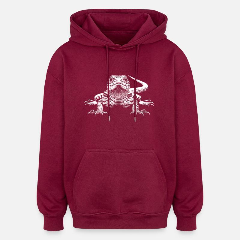 Lizard - Oversized Unisex Hoodie - burgundy