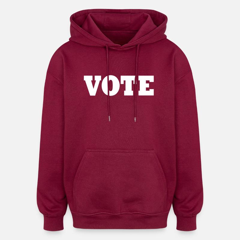 Vote - Sweat à capuche oversize unisexe - bordeaux