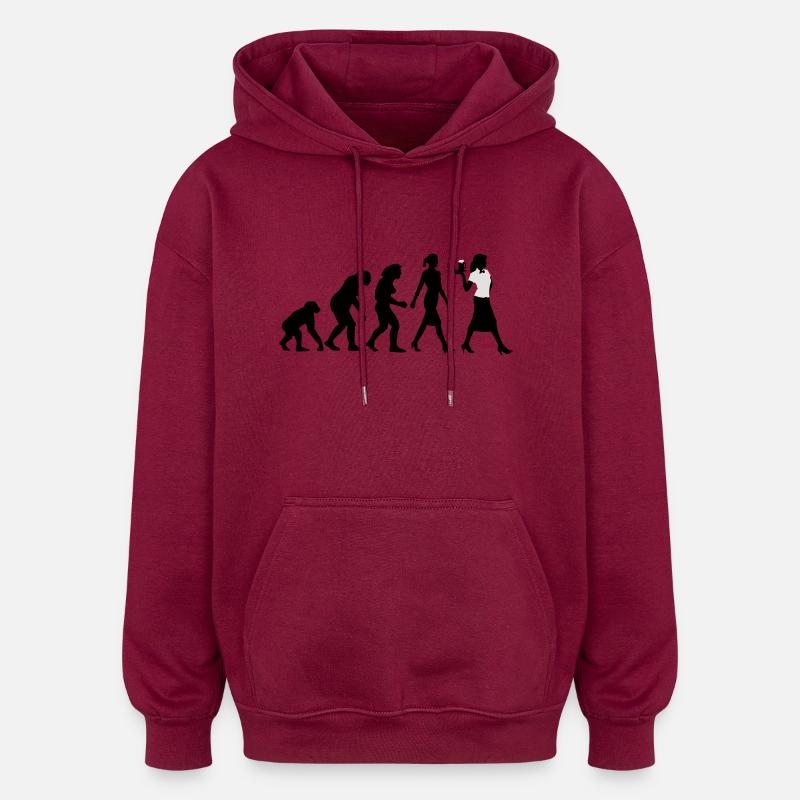 evolution_kellnerin_122013_a_2c - Oversized Unisex Hoodie - Burgunderrot