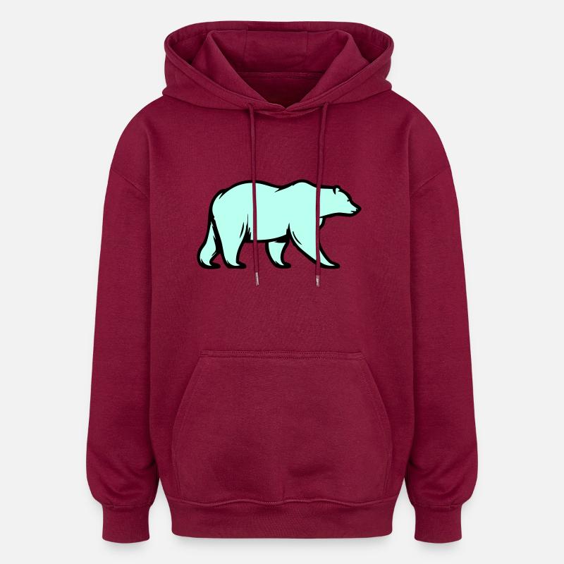 Ours blanc - Sweat à capuche oversize unisexe - bordeaux