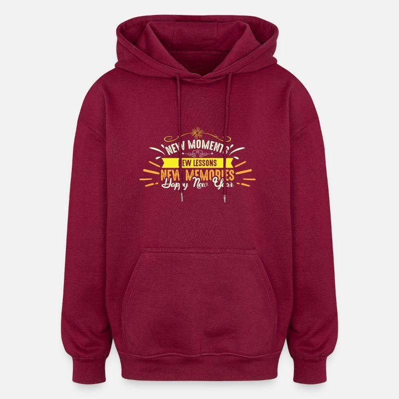 Nouvel An 4 - Sweat à capuche oversize unisexe - bordeaux