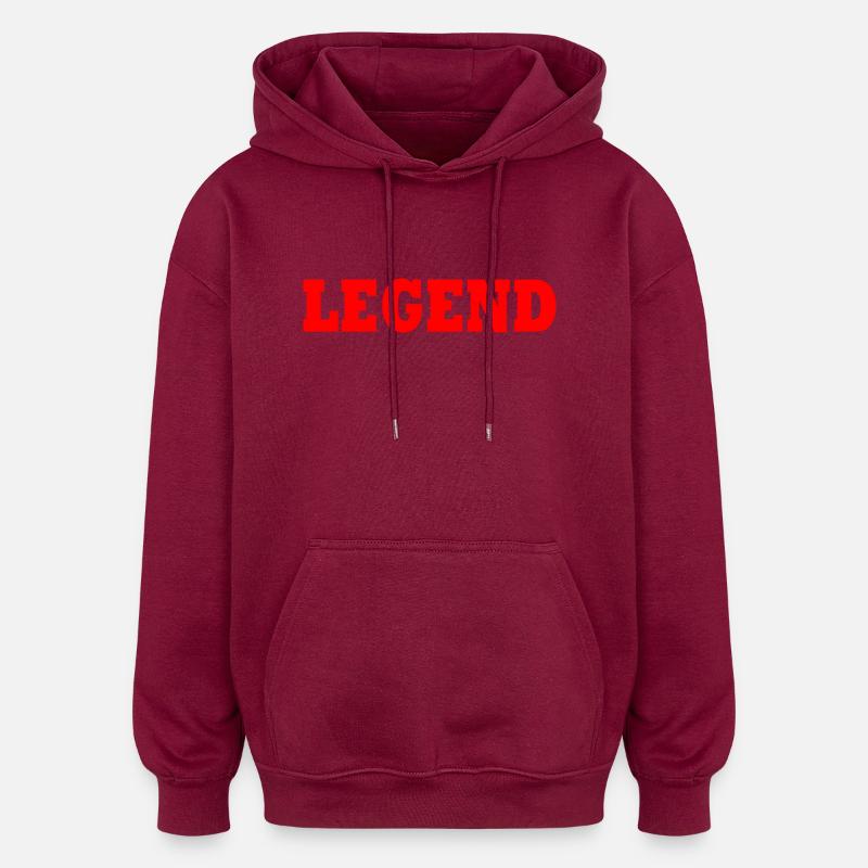 Legend - Sweat à capuche oversize unisexe - bordeaux