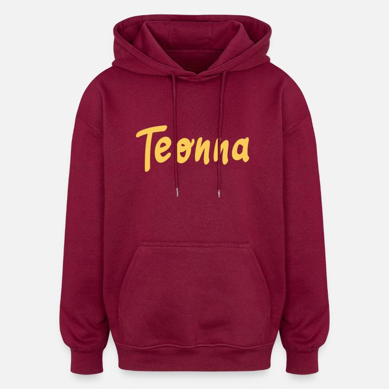 Teonna - Sweat à capuche oversize unisexe - bordeaux