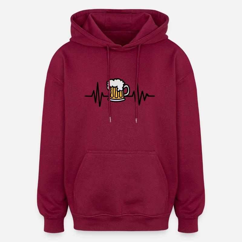 Bière - Sweat à capuche oversize unisexe - bordeaux