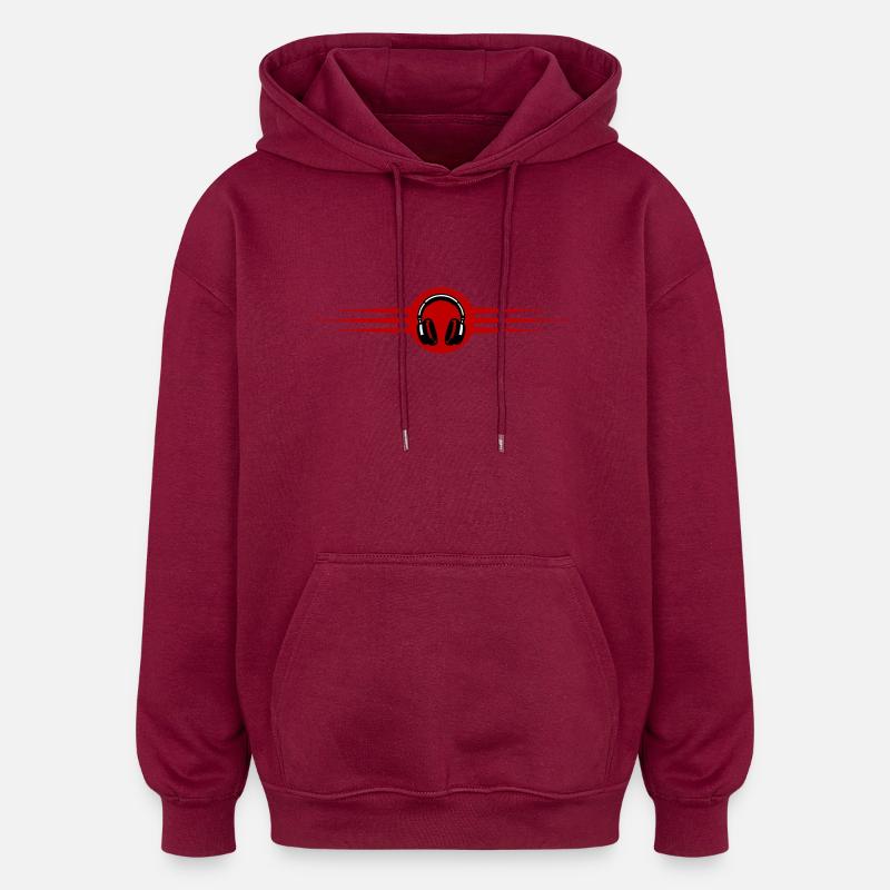 Casque Musique - Sweat à capuche oversize unisexe - bordeaux