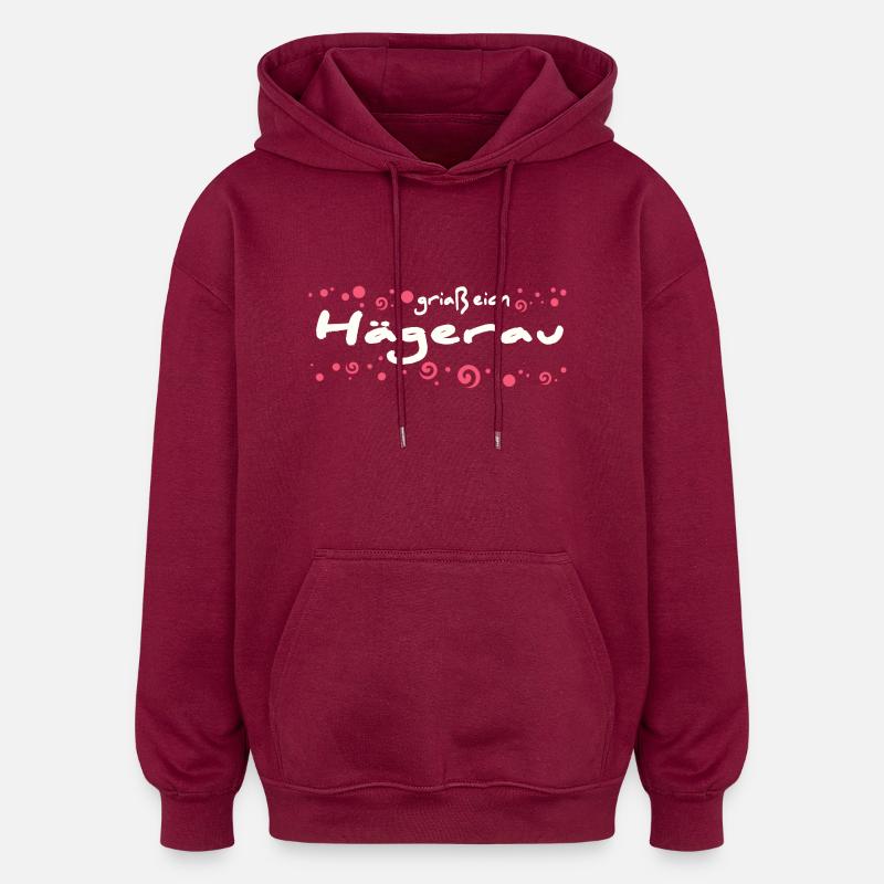 Hägerau, Autriche, Tyrol - Sweat à capuche oversize unisexe - bordeaux