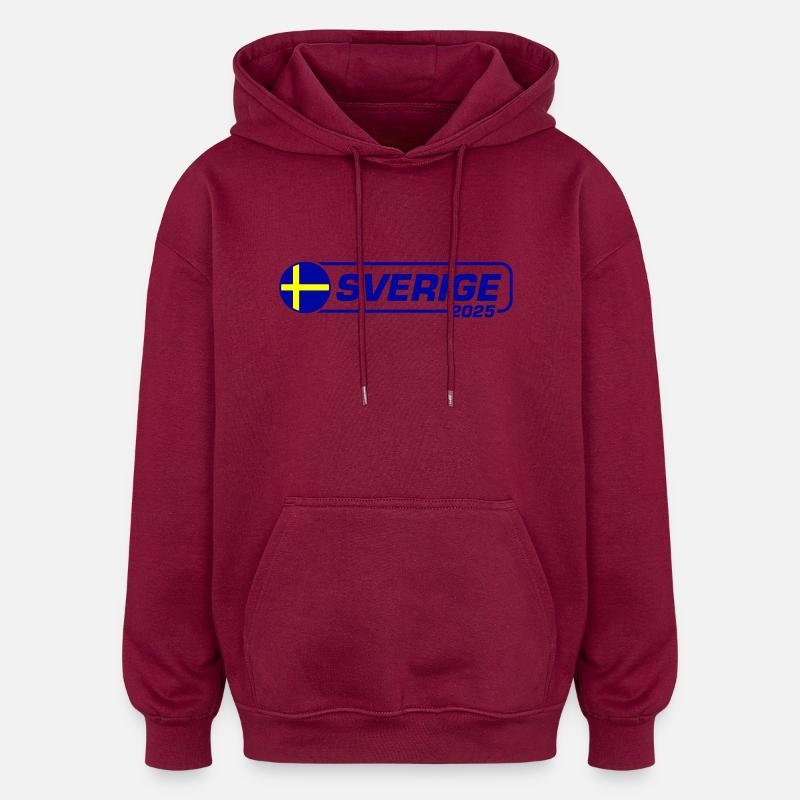 Suède 2025 Sverige - Sweat à capuche oversize unisexe - bordeaux