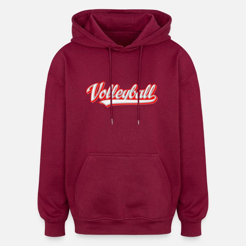 Volley-ball - Sweat à capuche oversize unisexe - bordeaux