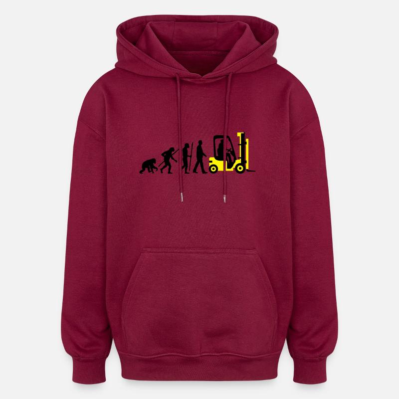 evolution_gabelstapler_122013_b_2c - Oversized Unisex Hoodie - Burgunderrot