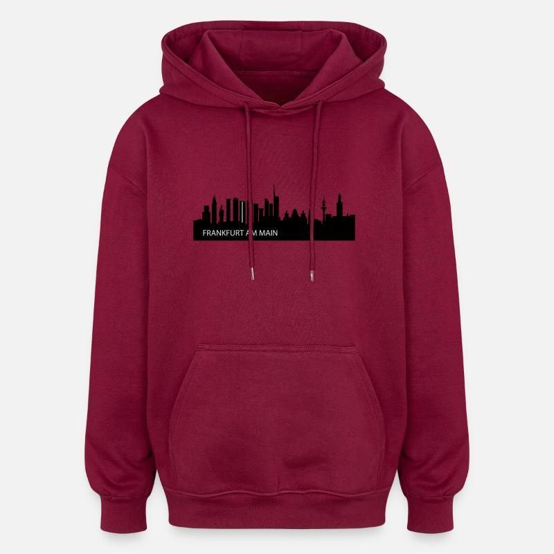 Frankfurter Skyline FFM - Oversized Unisex Hoodie - Burgunderrot