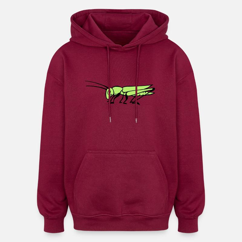 Grasshopper - Oversized Unisex Hoodie - burgundy