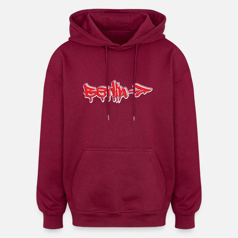Style graffiti berlinois - Sweat à capuche oversize unisexe - bordeaux