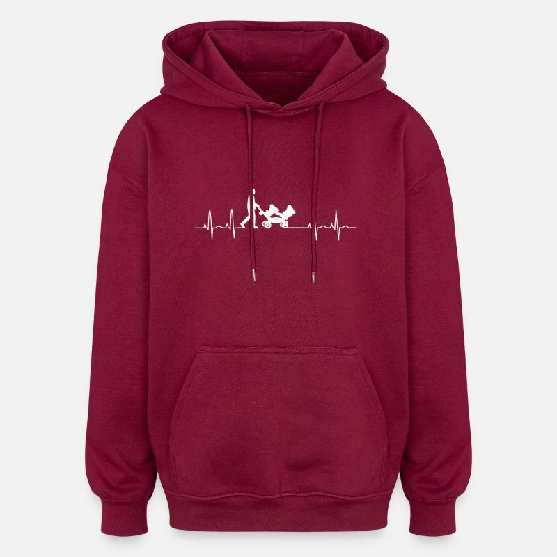 Cardiogramme Poussette Gemini - Sweat à capuche oversize unisexe - bordeaux