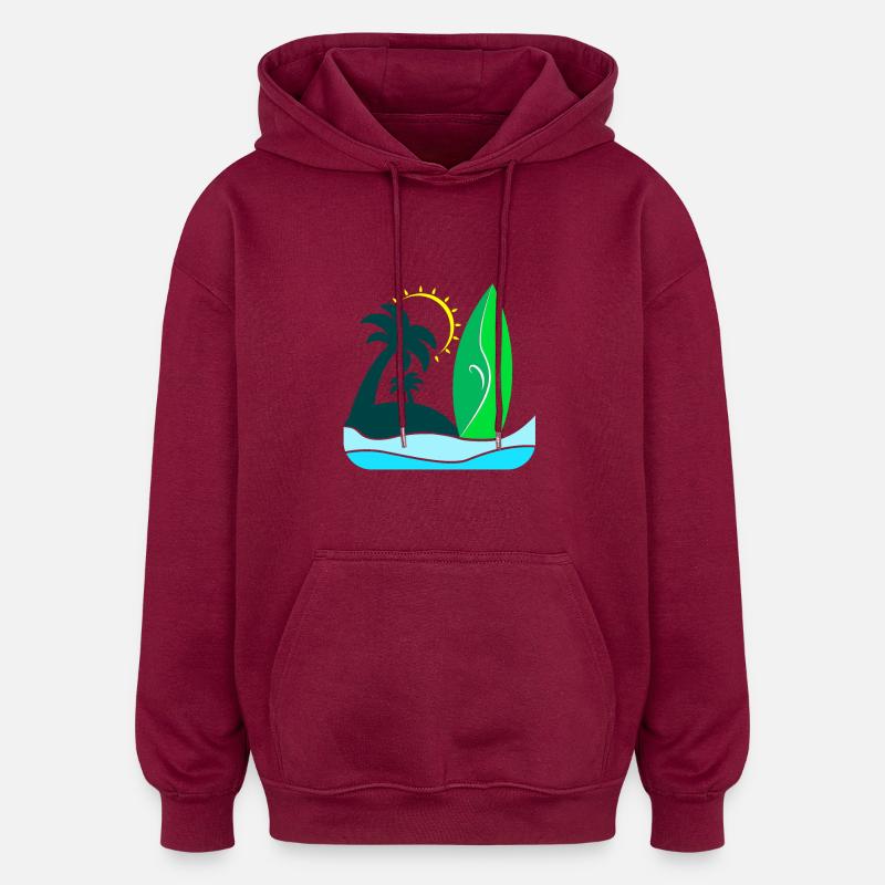 Beach Beach Sun - Oversized Unisex Hoodie - burgundy