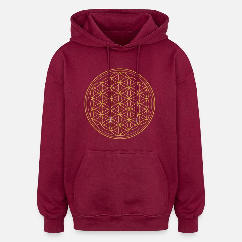 Fleur de vie - Sweat à capuche oversize unisexe - bordeaux