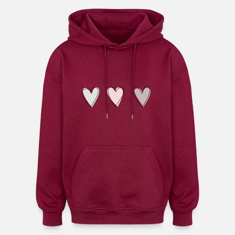 ♥³. - Sweat à capuche oversize unisexe - bordeaux