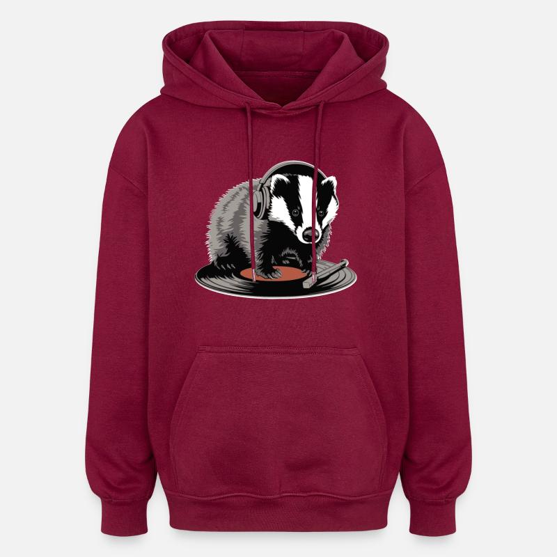 blaireau musical - Sweat à capuche oversize unisexe - bordeaux