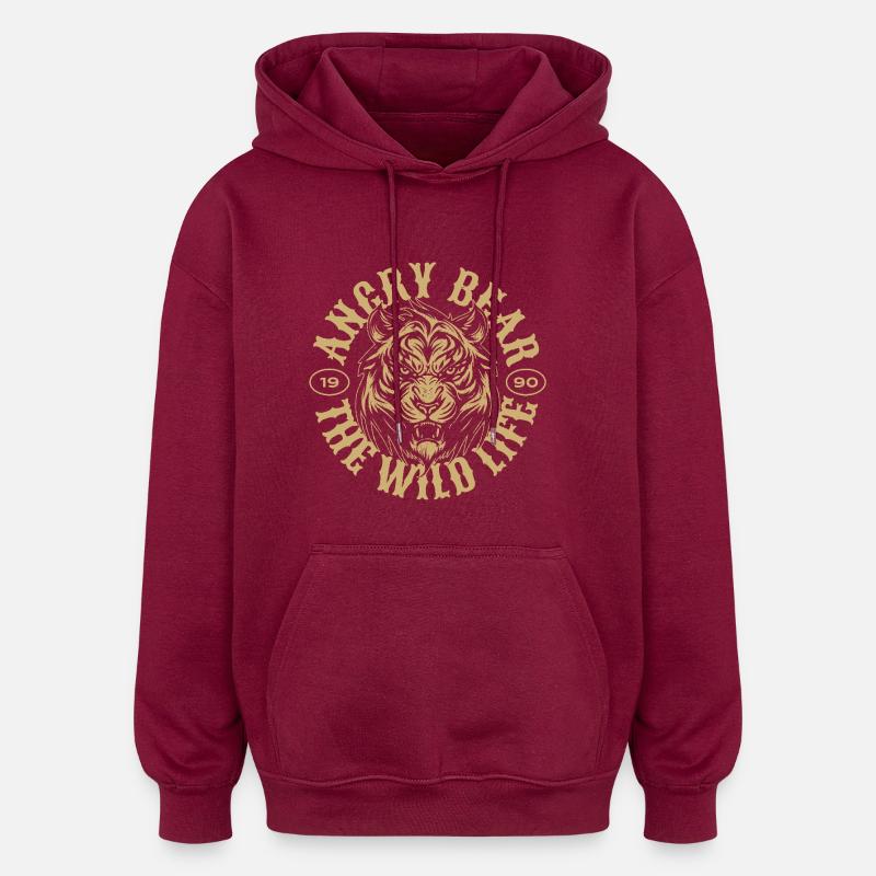 Ours en colère - Sweat à capuche oversize unisexe - bordeaux