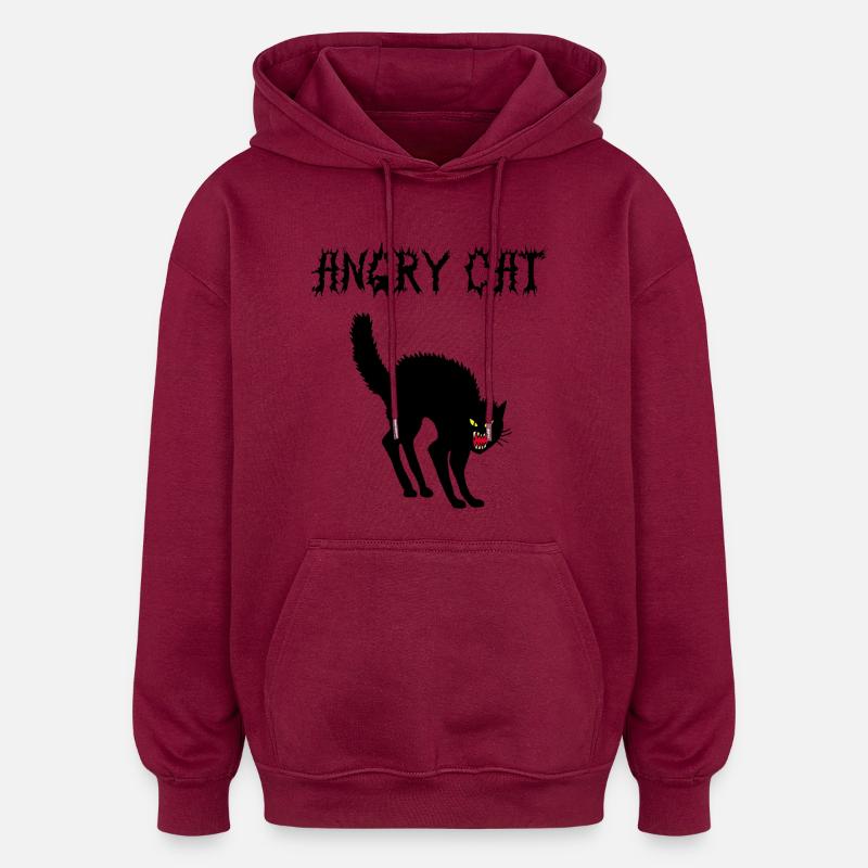 Chat en colère - Sweat à capuche oversize unisexe - bordeaux