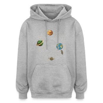 Planeten - Oversized Unisex Hoodie - Burgunderrot - Vorne - Noah (186cm)