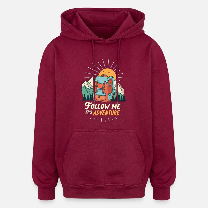 Berg-Abenteuer-Rucksack - Oversized Unisex Hoodie - Burgunderrot
