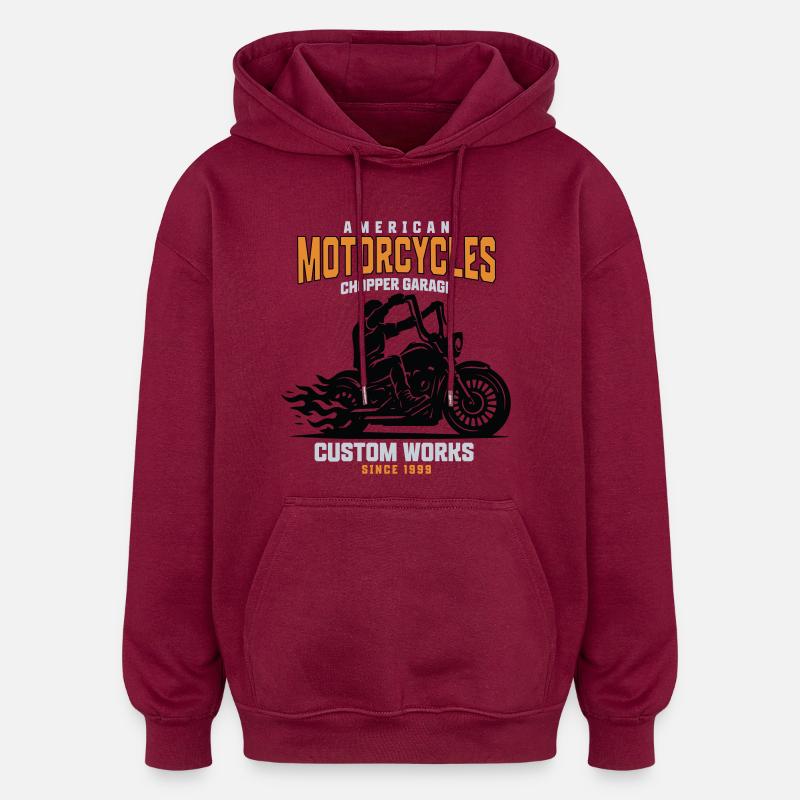 Garage Chopper d’American Motorcycles - Sweat à capuche oversize unisexe - bordeaux